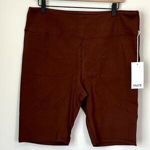 NWT MATE the Label Chocolate Brown Organic Stretch Biker Short - Size 2X